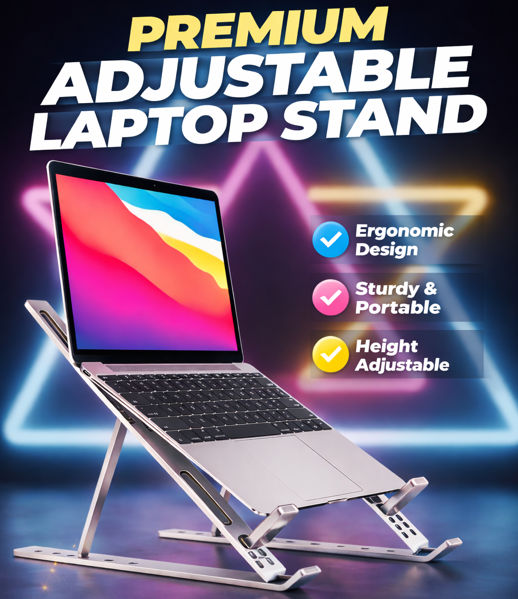 Aluminium Laptop Stand – Adjustable 6-Level Height
