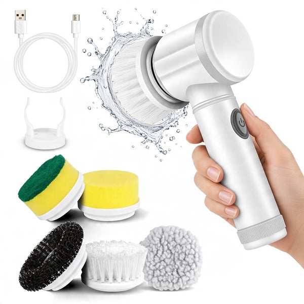 5-in-1 Electric Magic Cleaning Brush – USB Rechargeable Multi-Surface Scrubber