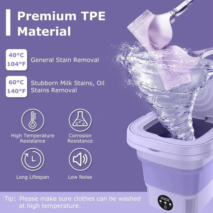 Portable Foldable Mini Washing Machine – Compact Laundry Solution for Small Spaces